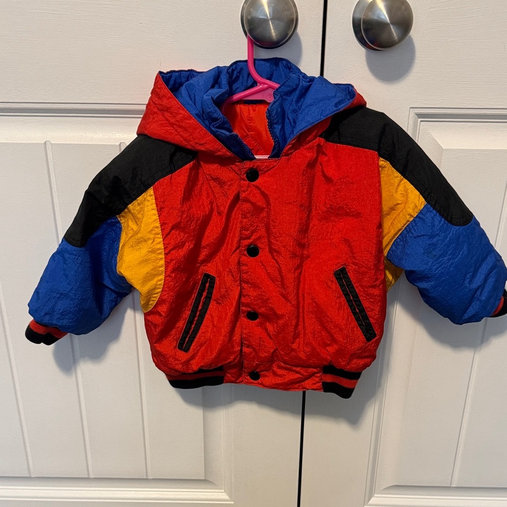 Vintage Red and Blue Kids Puffer Jacket